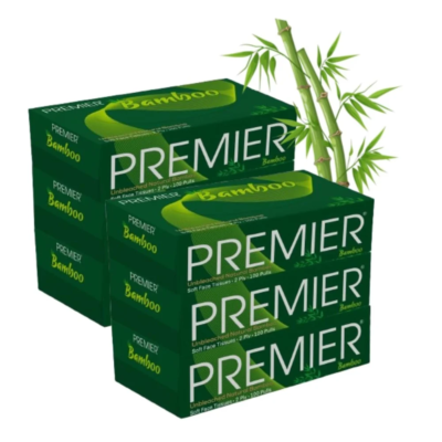 Premier Bamboo Tissue Paper Box – 100 Pulls | Super Soft 2-Ply Car Tissue Box | Facial Tissue - 100 Pulls x 1 Packs | 100% Natural, Eco-Friendly, Biodegradable, and Gentle on Skin